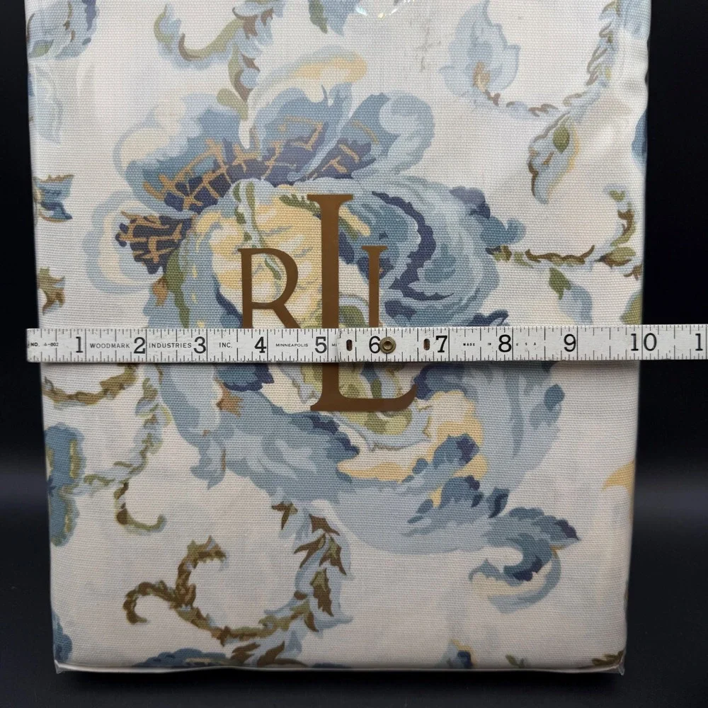 LRL Ralph Lauren Tablecloth Oblong 60x120 Hadley Aqua Blue Floral Cotton Cottage